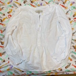 Loft Textured Pintuck Ruffle Cuff Blouse